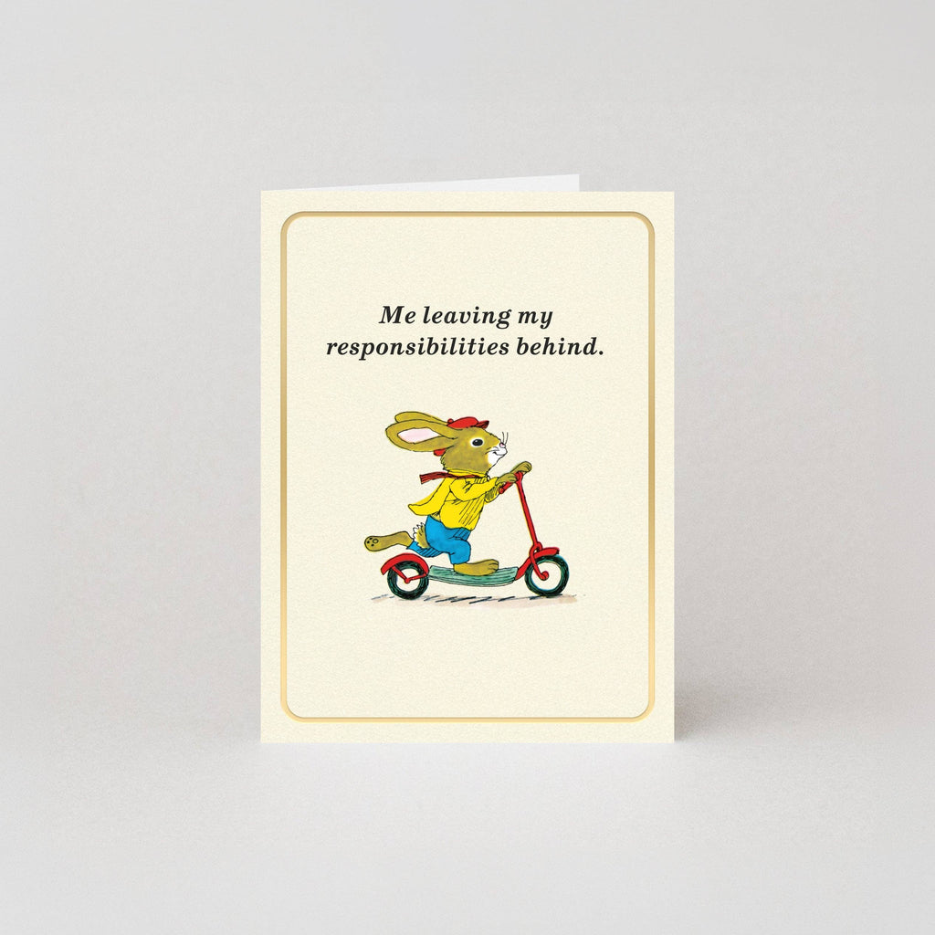 Me Leaving My Responsibilities Behind – Mini Card by Richard Scarry