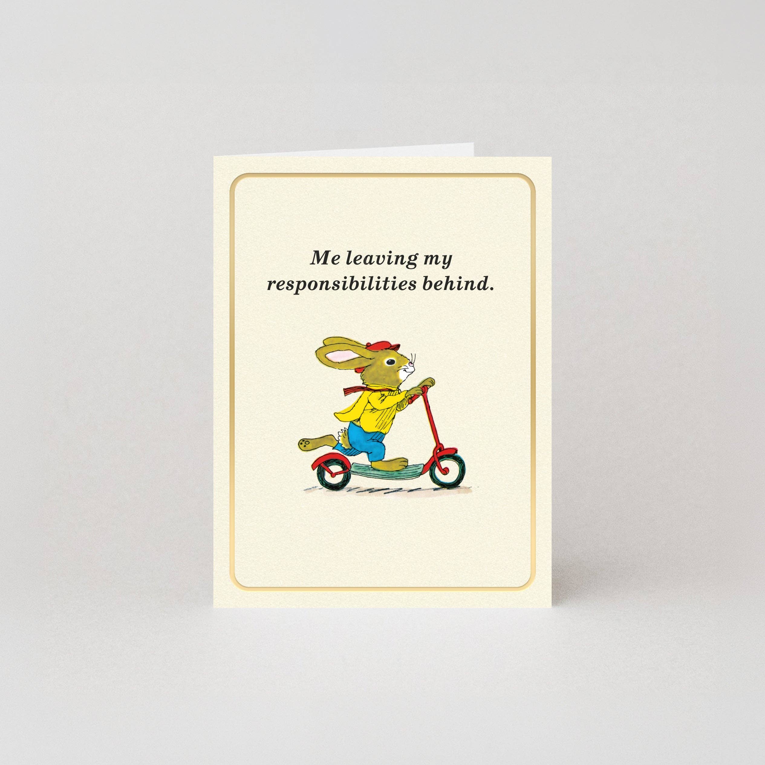 Me Leaving My Responsibilities Behind – Mini Card by Richard Scarry