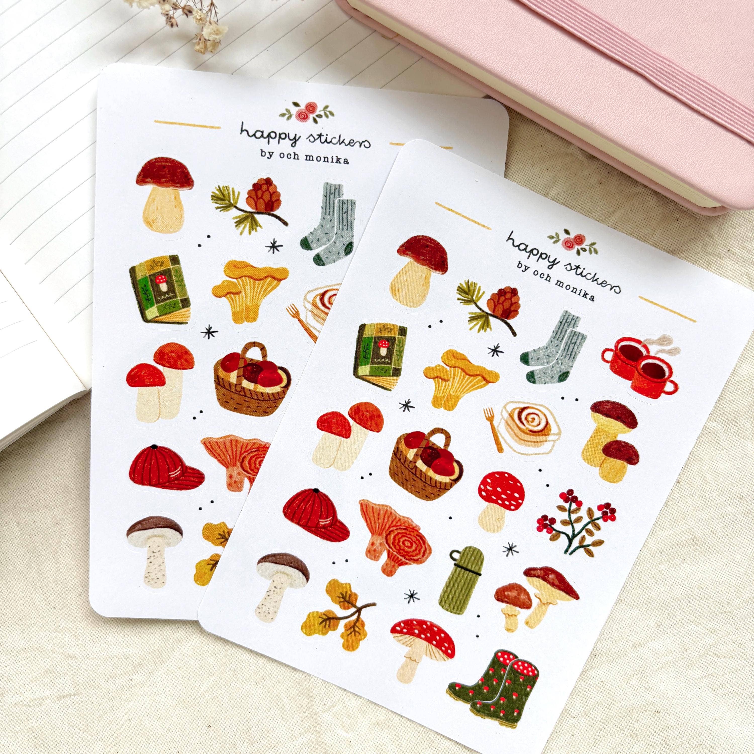 Mushroom Picking – Stickers by Och Monika