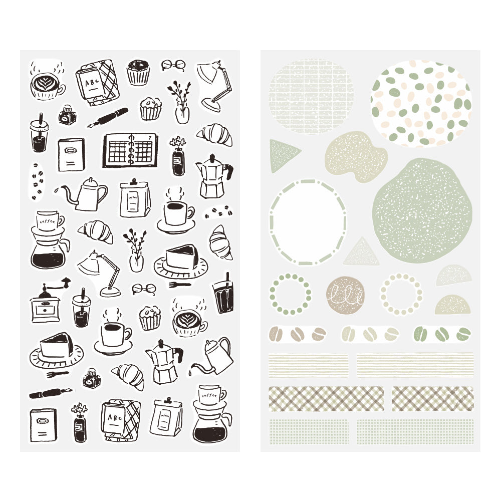 Monotone Café Stickers (2 Sheets) – Midori