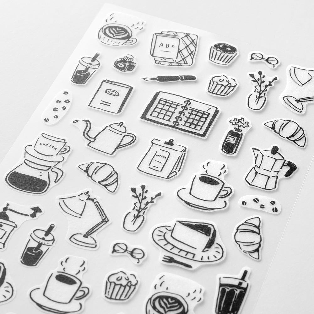 Monotone Café Stickers (2 Sheets) – Midori