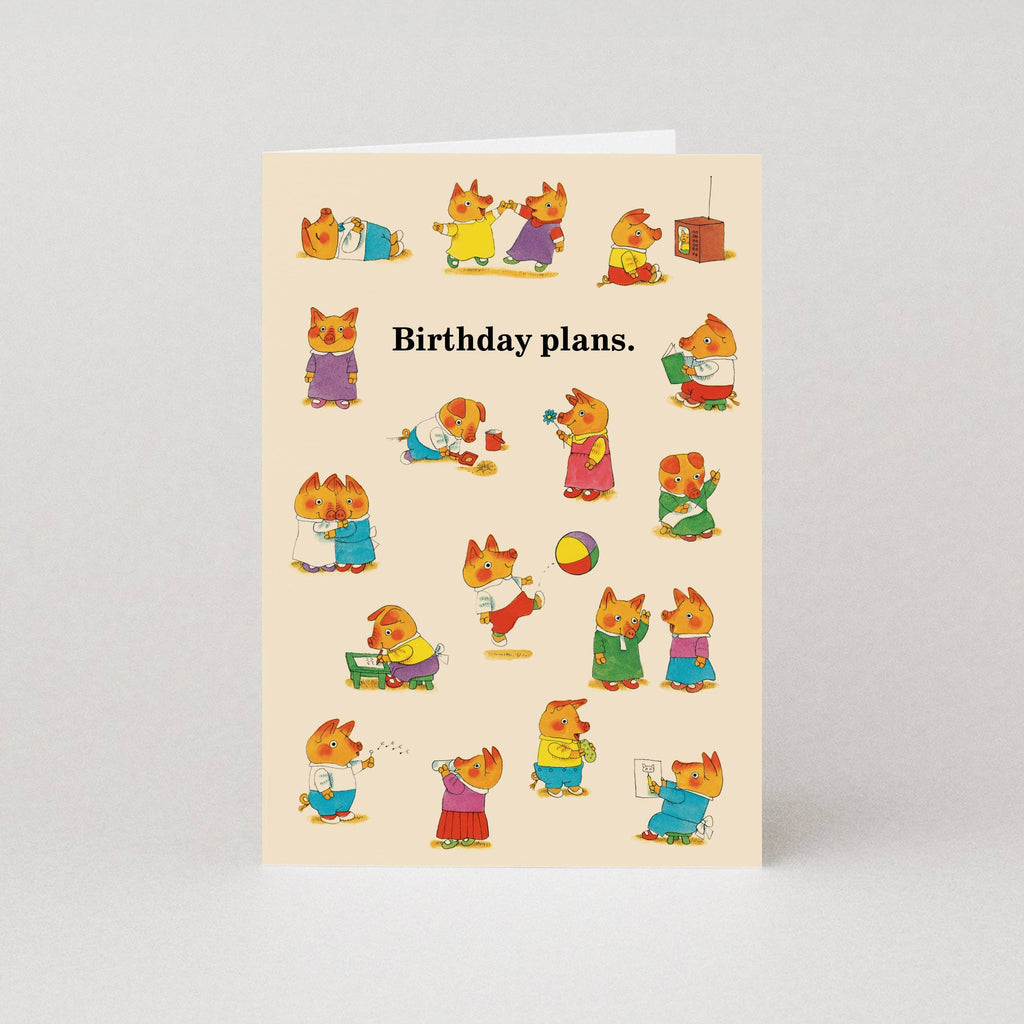 Birthday Plans - Greetings Card by Richard Scarry