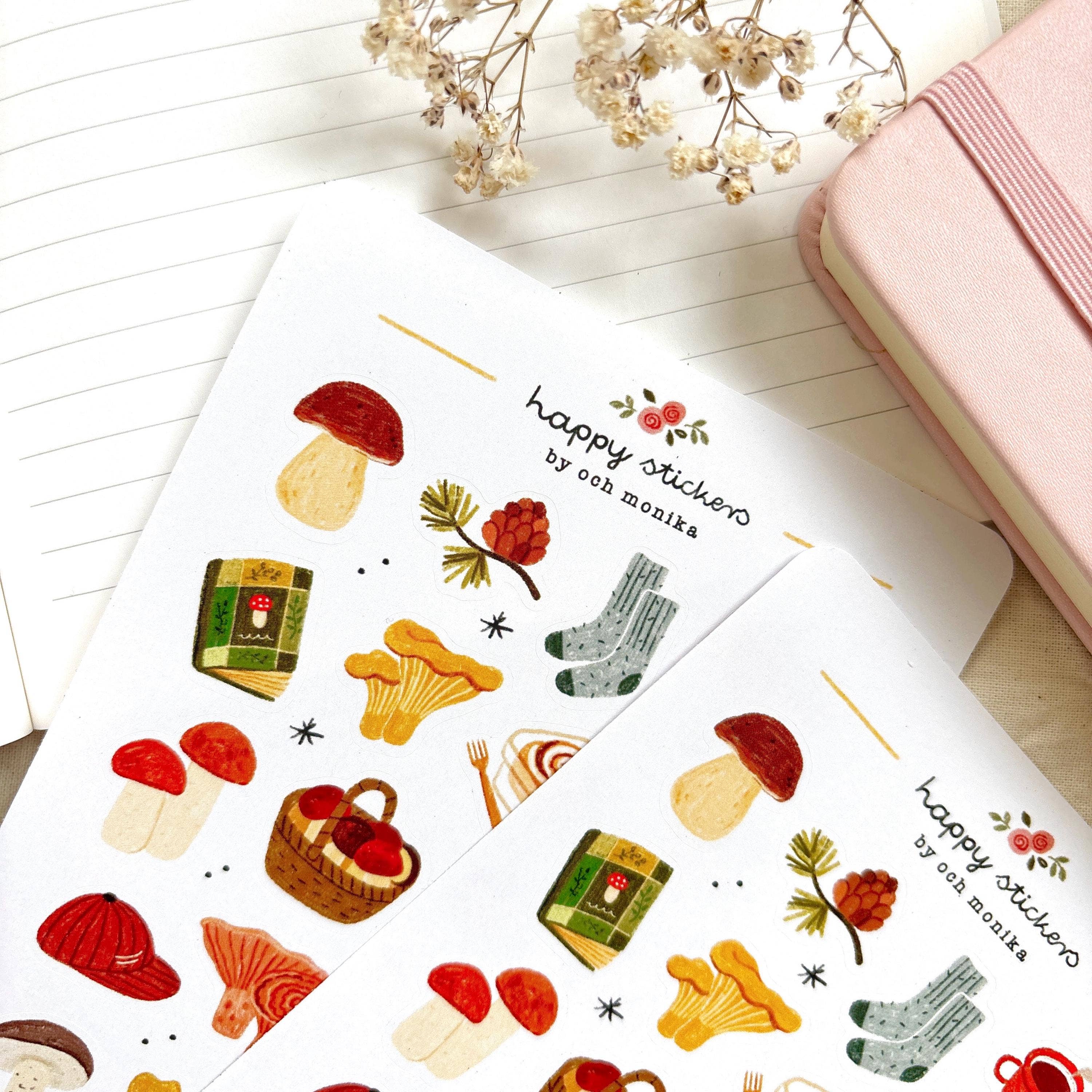 Mushroom Picking – Stickers by Och Monika