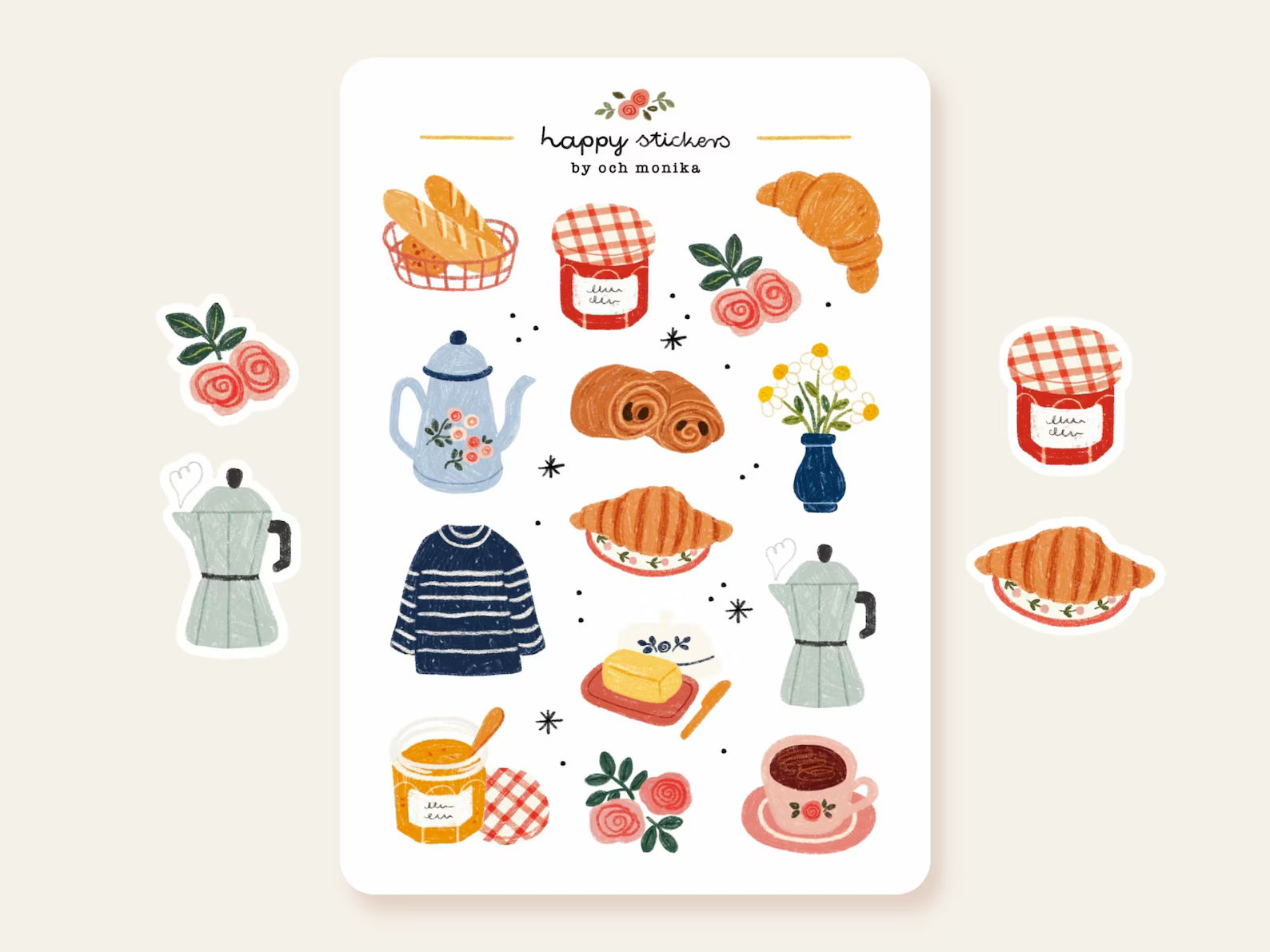 French Breakfast – Stickers by Och Monika