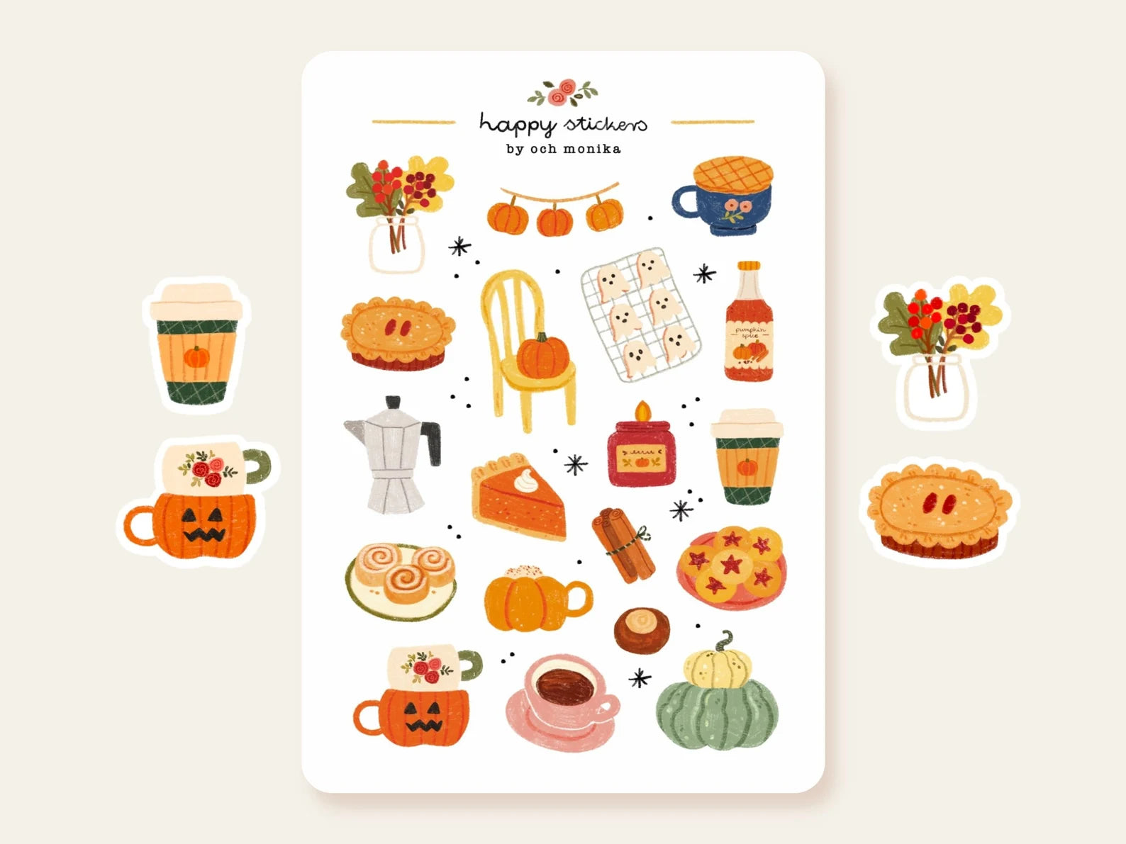 Fall Café – Stickers by Och Monika